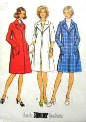 5526 SIMPLICITY 1973 LINED COLLAR COAT BUTTONS OR NOT PATTERN 16, 18 or 42